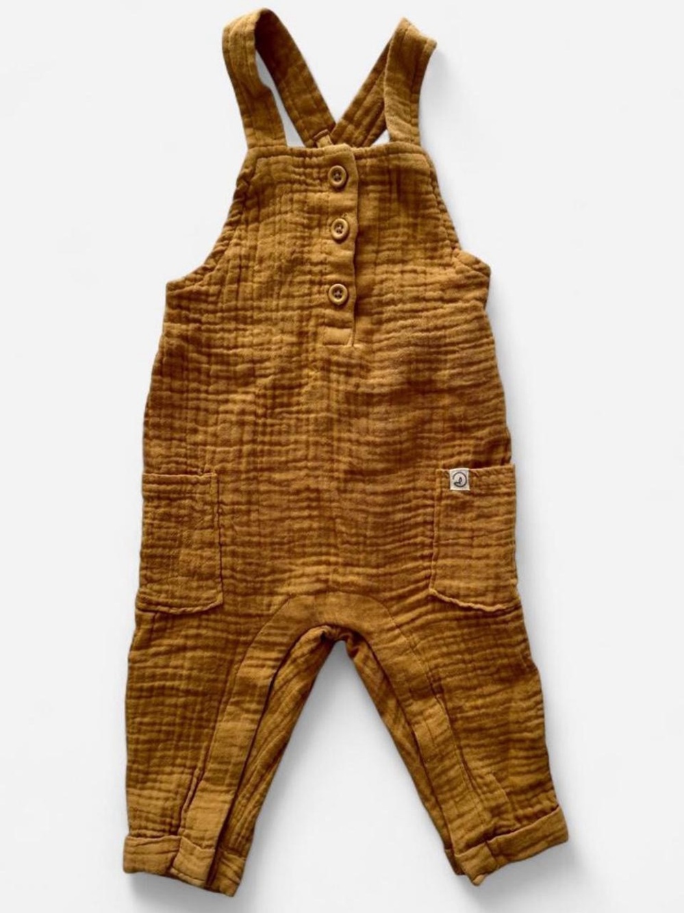 Little Planet Carter’s Organic Cotton Gauze Ochre Mustard Overalls 6 Months